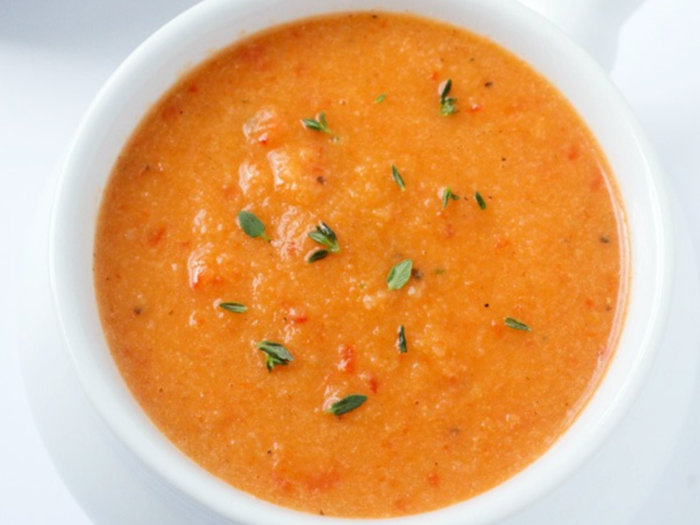 Cauliflower roasted red pepper soup