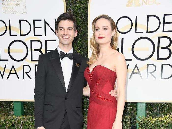 Brie Larson posed with boyfriend Alex Greenwald. She looked stunning in red.