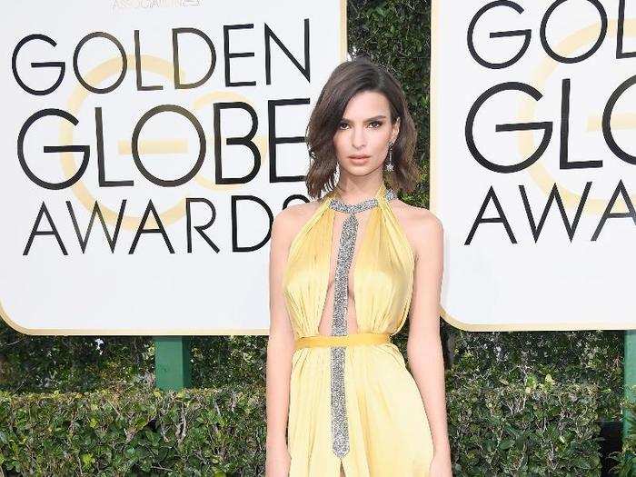 Emily Ratajkowski was sleek and glamorous in this yellow gown.