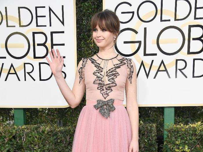 Felicity Jones was cutesy on the red carpet.