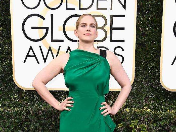 Anna Chlumsky wore green with a sheen.