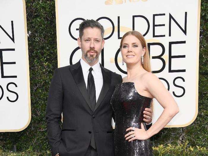 Amy Adams with husband Darren Le Gallo was sleek in sequins.