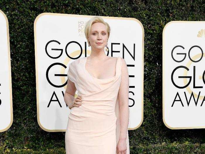 "Game of Thrones" star Gwendolyn Christie draped herself in this ivory number.