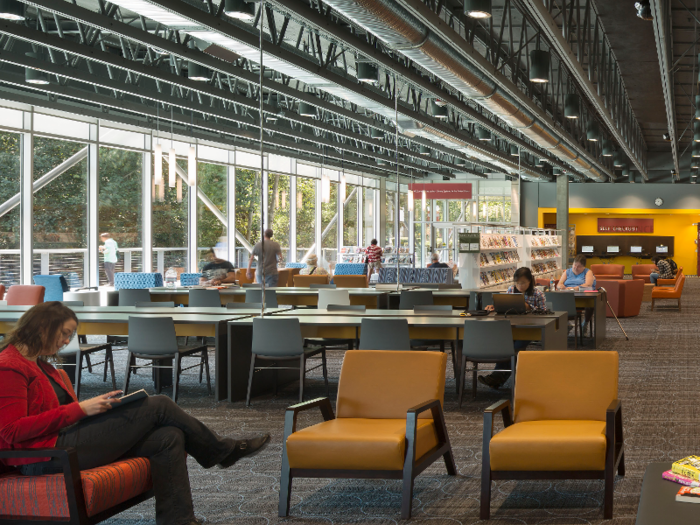 Washington: The Renton Public Library in the city of Renton boasts an industrial and natural feel, which earned it a 2016 AIA/ALA Library Building Award.