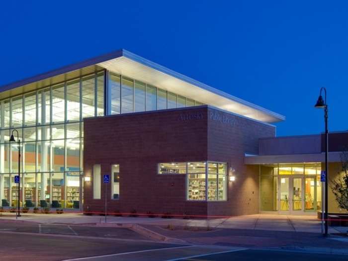 New Mexico: In the town of Artesia, the Artesia Public Library blends a traditional low-slung design with sleeker glass elements.