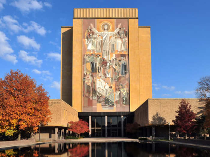 Indiana: The newly renovated Hesburgh Library at the University of Notre Dame, which recently celebrated its 50th anniversary, features a new entrance while keeping its iconic facade.