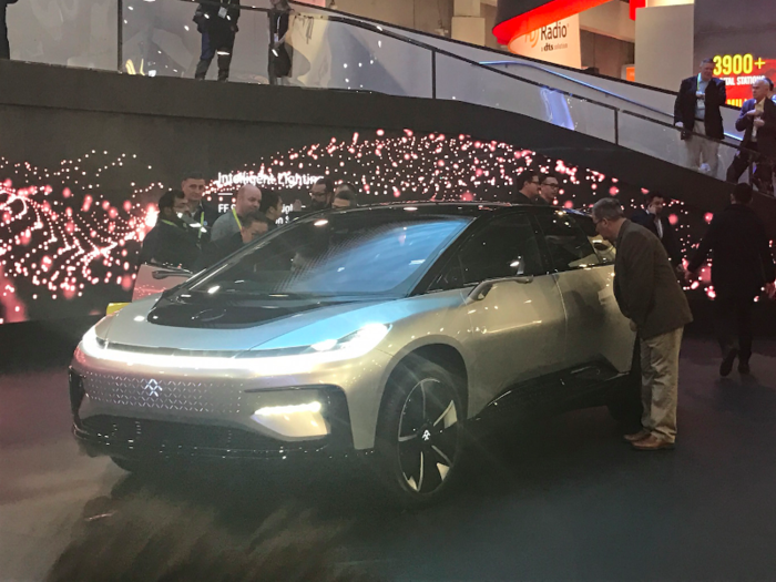 The electric car startup Faraday Future revealed its first production car.