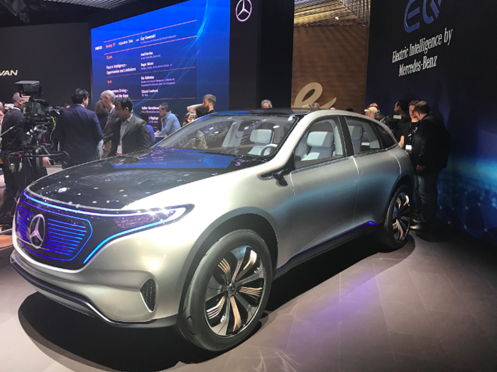 Mercedes had its all-electric SUV called the EQ on display and announced a partnership with Nvidia for an AI-powered car.