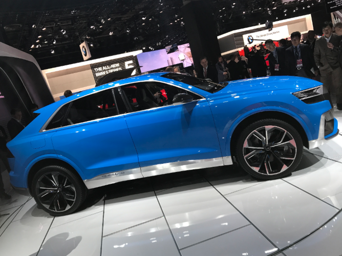 The Q8 is not a compact SUV. Measuring 16.5-feet long with a wheelbase of 9.8 feet, the car was designed to offer plenty of interior space.