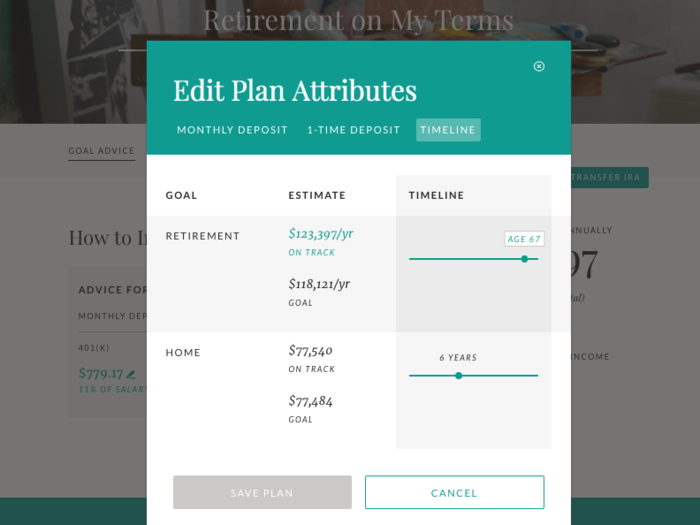 The targets for each goal are based on Ellevest