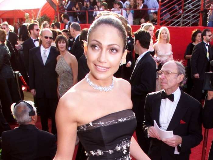 Lopez looked elegant in diamonds and all black at the Oscars in 1999.