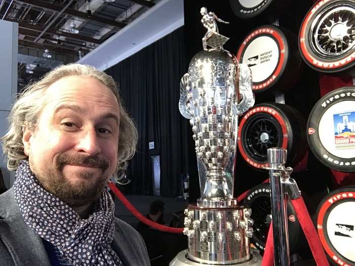 A bit more modest than the Borg Warner trophy from the Indy 500, which was also in the house.