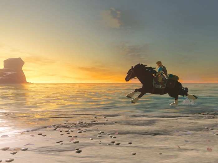 Fancy a horseback ride along a beach at sunset? So does Link, apparently.