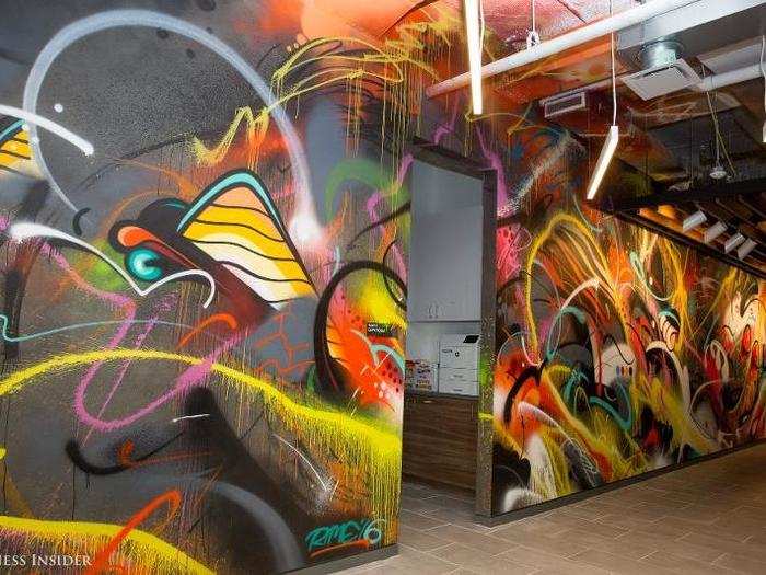 Local artists were commissioned to create unique works of art within the space.