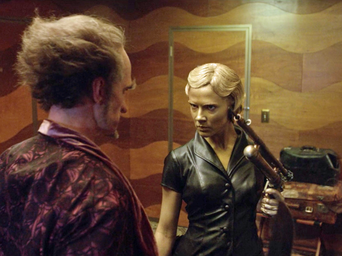 In a skirmish with Count Olaf, Jacqueline brandishes a harpoon gun.