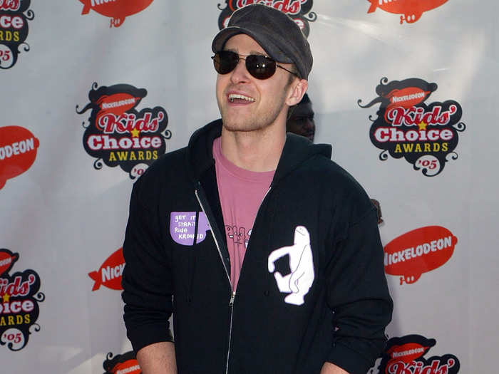 Justin Timberlake laid low in 2005 hiding behind a black sweatshirt and shades when arriving at the Kids