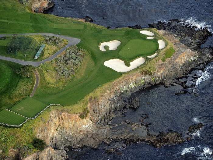 Here is an aerial view of the seventh hole at Pebble Beach.