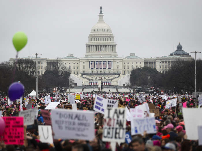 No matter their numbers, the women gathered were certainly impossible to ignore.