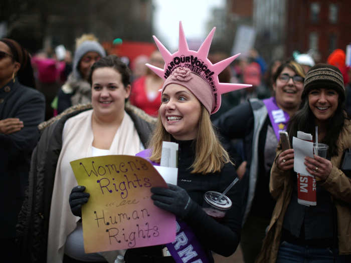 The signs were on point. Many stressed the importance of women