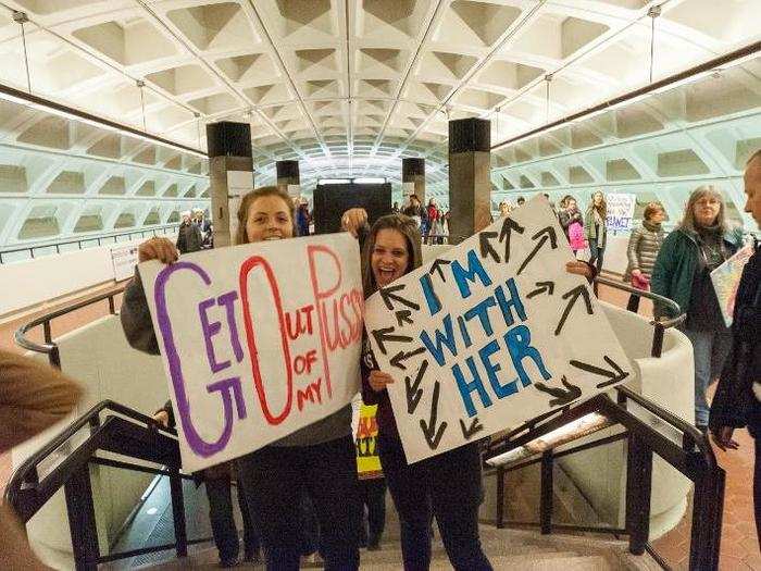 Everyone was thrilled to get off the jam-packed Metro cars, which carried more than a million people that day — twice as many as the day of Trump