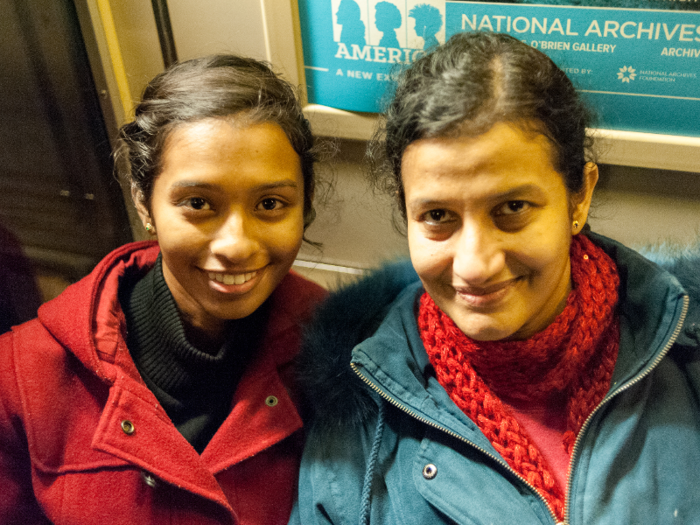 I spent my time on the train interviewing people nearby about their reasons for marching. This mother and daughter (and father and brother, not pictured) came from Cary, North Carolina.