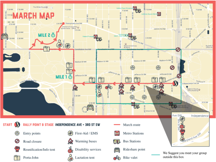 A rally was scheduled to start at 10 a.m. ET, and the roughly 2-mile-long march was supposed to follow at 1:15 p.m. ET. I left a little after 9 a.m. ET hoping to make both.