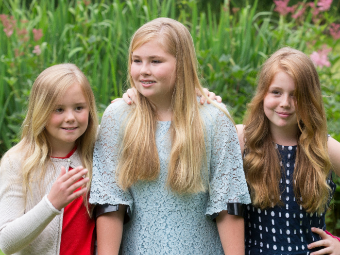 Princess Catharina-Amalia, 13, will someday succeed her father as Queen of the Netherlands. Her sisters Alexia, 11, and Ariane, 9, come next in line.