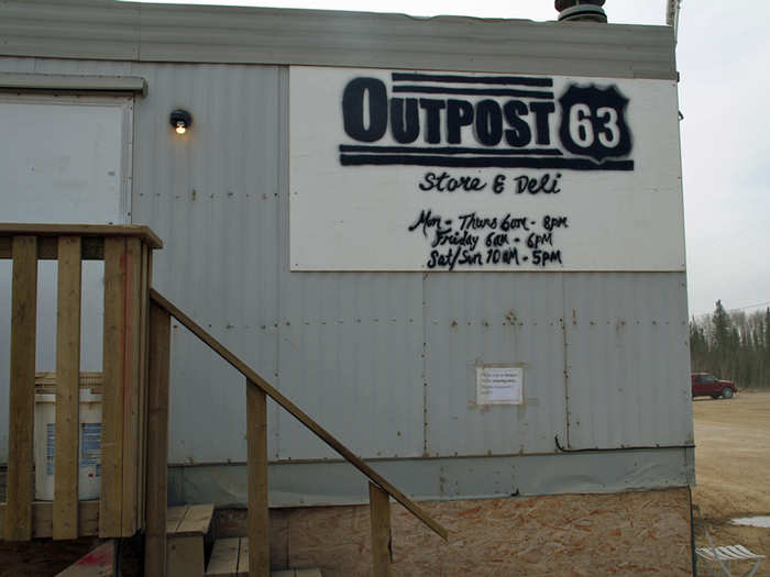 There are no public gas stations up by the camps. Even this store was closed at noon on a Sunday.