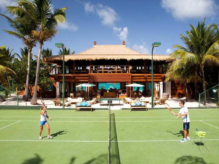 While Barack is known to be more of a golf guy, he can practice his tennis game on one of two courts.