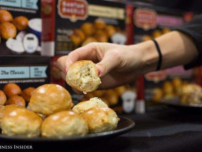 I followed my nose to a booth that smelled of bagels coming out of the toaster oven. Instead, I found these munchkin-sized treats stuffed with cream cheese.