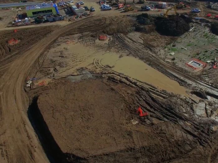 But the landscaping still has a long way to go. There are still puddles of standing water around the campus.