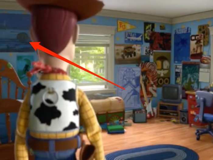 Also in "Toy Story 3," Finn McMissile from "Cars" can be seen on a poster in Andy