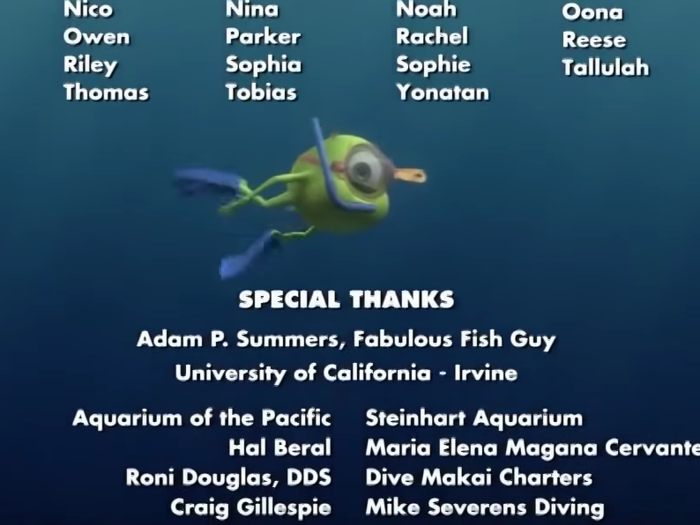 Mike from "Monsters, Inc." also appears in the closing credits of "Finding Nemo."