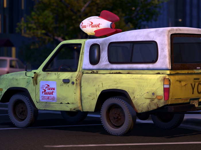 The Pizza Planet truck is used by Buzz, Mr. Potato Head, Slinky, and crew to chase Al to the airport and rescue Woody.