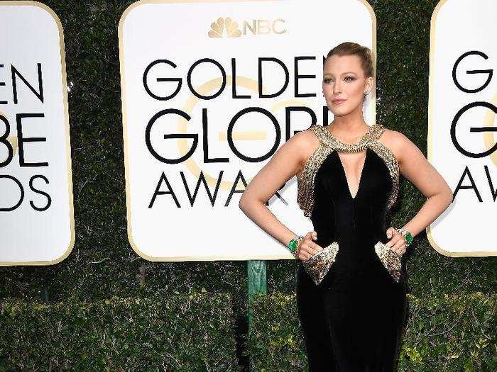 At the 74th Annual Golden Globes in January 2017, Blake wore a gold-trimmed Atelier Versace gown.