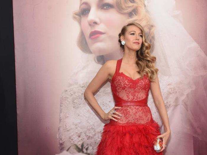 Her first big red carpet event after giving birth was for the premiere of "The Age Of Adaline" where she channeled old Hollywood with luscious locks and a red gown.