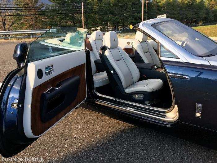 The rear-hinged "coach" door is signature Rolls-Royce.