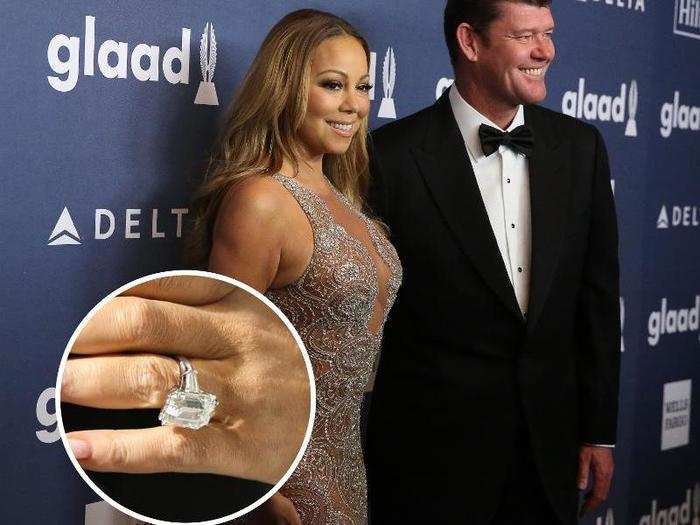 Mariah Carey and billionaire James Packer recently broke the record with a whopping 35-carat, emerald-cut diamond.