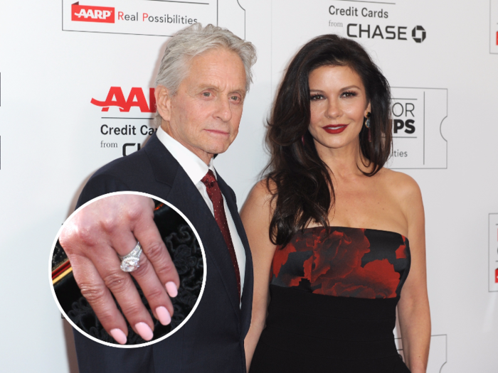 Michael Douglas gave Catherine Zeta Jones this antique engagement ring by Fred Leighton. It