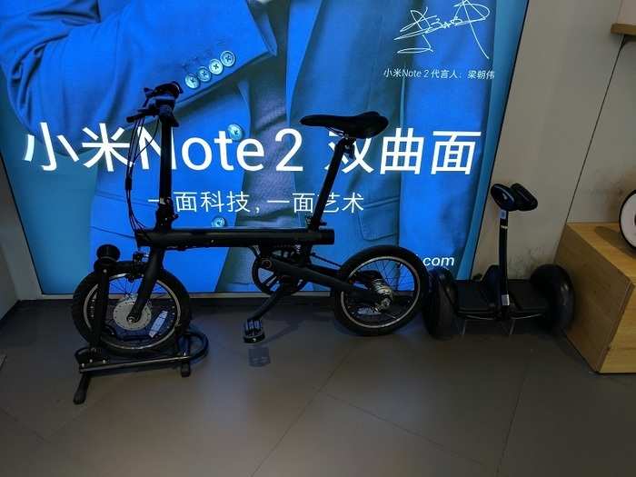 Mi electric bikes are quite cool and compact, they are called Mijia Qicycle and they come and different colours.