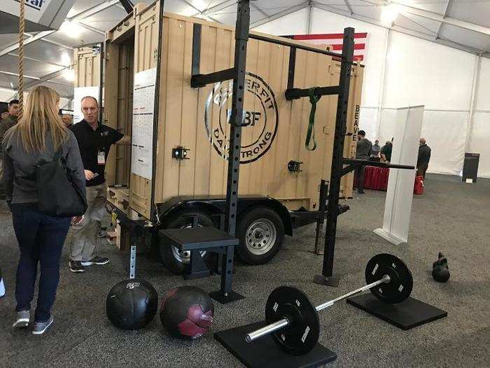 There was even easily-transported lockers filled with CrossFit gear.