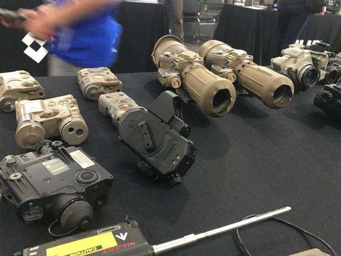 Right across from Flir was L3 Warrior Systems, which had a table full of night vision systems.