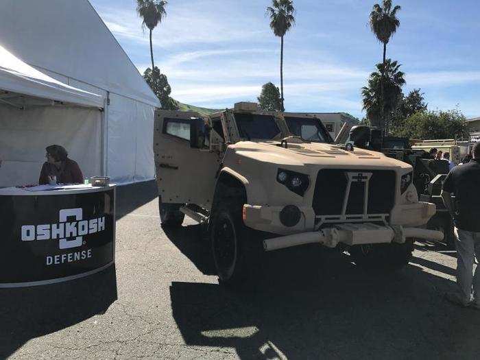 Right outside the doors was a Joint Light Tactical Vehicle (JLTV) by Oshkosh Defense. The company scored a $6.7 billion contract in 2015 to replace much of the aging Humvee fleet with these trucks.