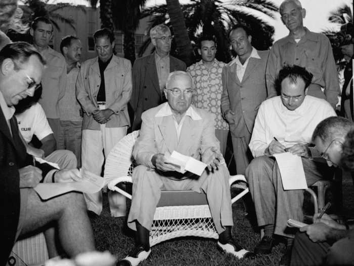 President Harry Truman often vacationed at what was also called the "Little White House," however this home was located in Key West, Florida. As president, you sometimes have to hold a news conference even while on vacation.