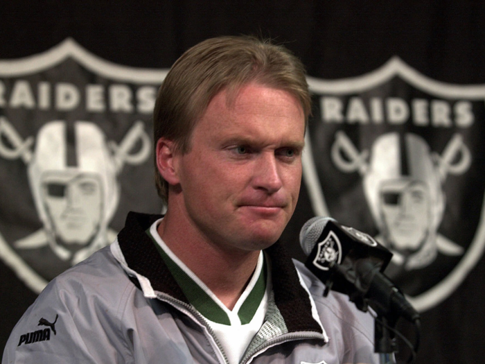 Jon Gruden was the head coach of the Oakland Raiders. They finished the season 12-4.