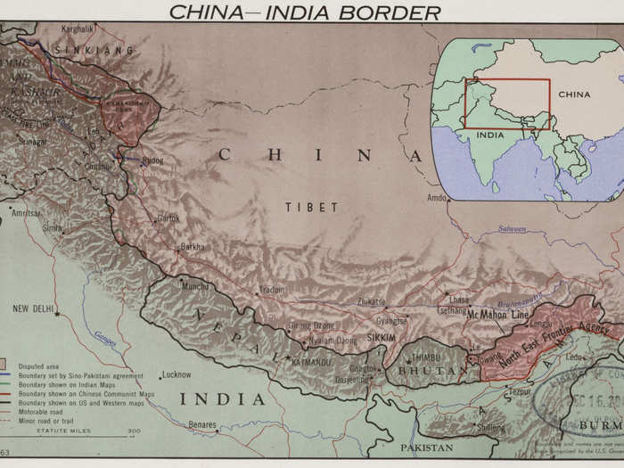 The China-India border region in 1963.