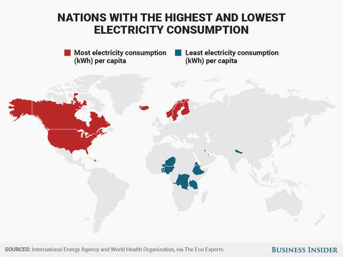 The best and worst countries in the world when it comes to air pollution and electricity use