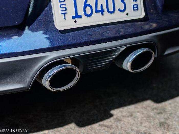 The dual exhaust is finished off with chrome. From these pipes emanates the unmistakable song of the legendary flat-six engine, a 3.0-liter powerplant that makes 370 horsepower with 331 pound-feet or torque.