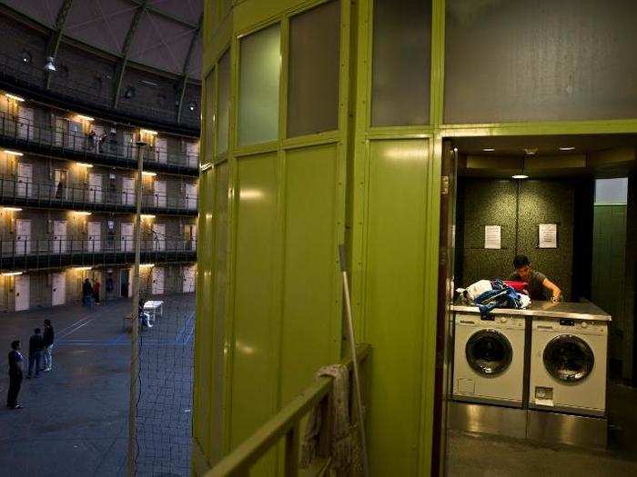 People also gain a sense of routine by doing chores. De Koepel is one of many Dutch prisons that has opened its laundry service up to residents.