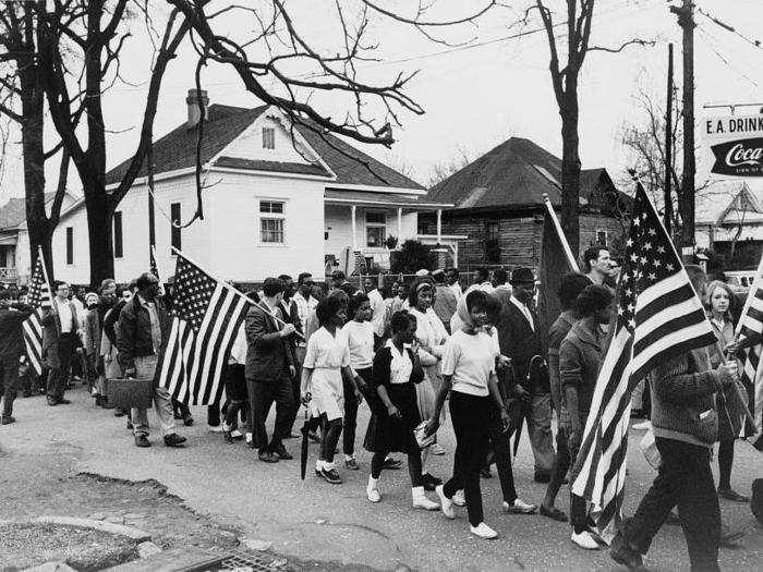 In one of three marches from Selma to Montgomery, Alabama, protesters joined together in response to the voting obstacles and threats of lynching that African Americans faced in the South.